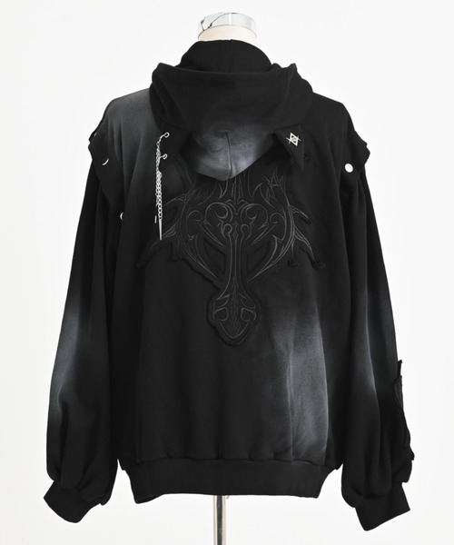 REFLEM（レフレム）の「『REFLEM/レフレム』猫耳セパレートスリーブZIPフーディー/ジップパーカー（パーカー・レディース・ブラック/グレー・FREE）」の4枚目の写真