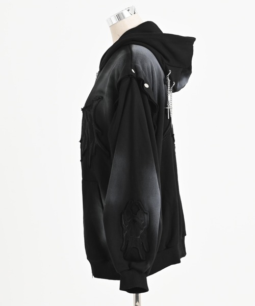REFLEM（レフレム）の「『REFLEM/レフレム』猫耳セパレートスリーブZIPフーディー/ジップパーカー（パーカー・レディース・ブラック/グレー・FREE）」の6枚目の写真