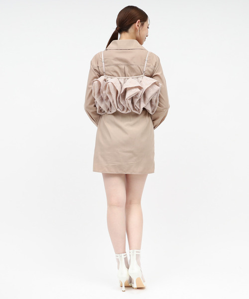 ROYAL PARTY(ロイヤルパーティー)の「レースラッフルビスチェ×ギャザーシャツミニワンピース(シャツワンピース・レディース・ブラック/オフホワイト/ベージュ・FREE)」の19枚目の写真
