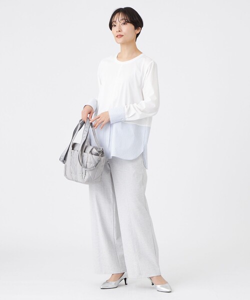 EVEX by KRIZIA(エヴェックスバイクリツィア)の「【ウォッシャブル】シャツコンビカットソー(Tシャツ/カットソー・レディース・ブルー系その他2/オフホワイト・40/42)」の6枚目の写真