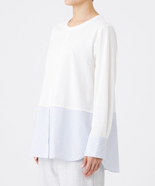 EVEX by KRIZIA(エヴェックスバイクリツィア)の「【ウォッシャブル】シャツコンビカットソー(Tシャツ/カットソー・レディース・ブルー系その他2/オフホワイト・40/42)」の8枚目の写真