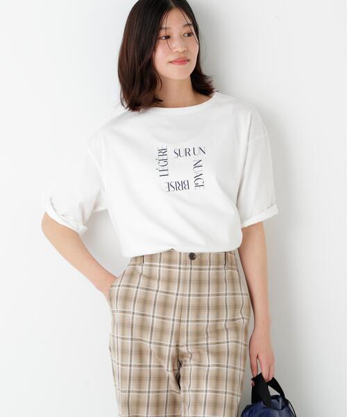 human woman（ヒューマンウーマン）の「◆TSUNAGU６分袖ロゴＴシャツ（Tシャツ/カットソー・レディース・グリーン/ネイビー・MEDIUM）」の8枚目の写真