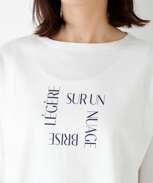 human woman（ヒューマンウーマン）の「◆TSUNAGU６分袖ロゴＴシャツ（Tシャツ/カットソー・レディース・グリーン/ネイビー・MEDIUM）」の5枚目の写真