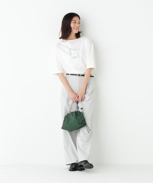 human woman（ヒューマンウーマン）の「◆TSUNAGU６分袖ロゴＴシャツ（Tシャツ/カットソー・レディース・グリーン/ネイビー・MEDIUM）」の17枚目の写真