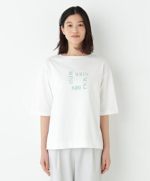 human woman（ヒューマンウーマン）の「◆TSUNAGU６分袖ロゴＴシャツ（Tシャツ/カットソー・レディース・グリーン/ネイビー・MEDIUM）」の18枚目の写真