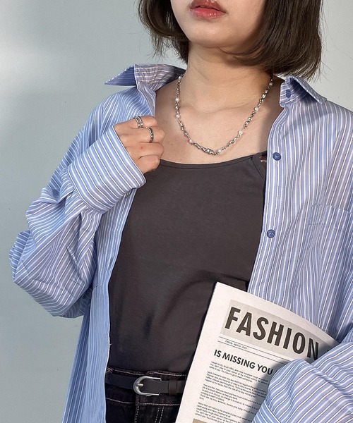 AS KNOW AS plus（アズノゥアズプラス）の「○ビーズ付き デザインキャミソール（キャミソール・レディース・モカ/グレー/ブラック/キナリ・FREE）」の6枚目の写真