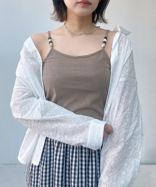 AS KNOW AS plus（アズノゥアズプラス）の「○ビーズ付き デザインキャミソール（キャミソール・レディース・モカ/グレー/ブラック/キナリ・FREE）」の10枚目の写真