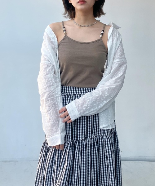 AS KNOW AS plus（アズノゥアズプラス）の「○ビーズ付き デザインキャミソール（キャミソール・レディース・モカ/グレー/ブラック/キナリ・FREE）」の11枚目の写真