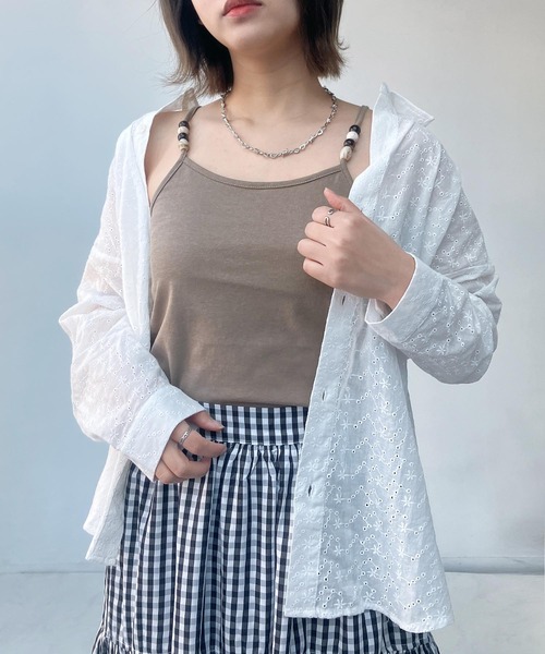 AS KNOW AS plus（アズノゥアズプラス）の「○ビーズ付き デザインキャミソール（キャミソール・レディース・モカ/グレー/ブラック/キナリ・FREE）」の12枚目の写真