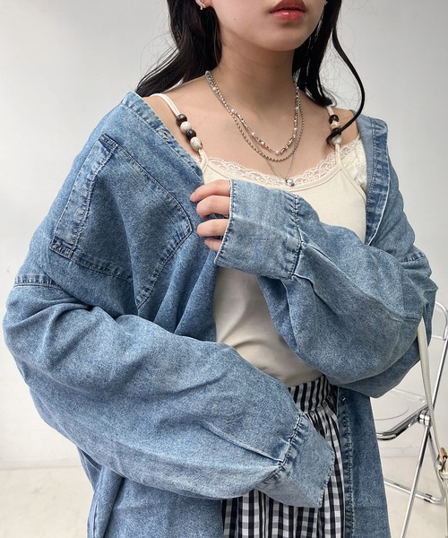 AS KNOW AS plus（アズノゥアズプラス）の「○ビーズ付き デザインキャミソール（キャミソール・レディース・モカ/グレー/ブラック/キナリ・FREE）」の15枚目の写真