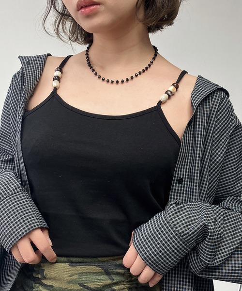 AS KNOW AS plus（アズノゥアズプラス）の「○ビーズ付き デザインキャミソール（キャミソール・レディース・モカ/グレー/ブラック/キナリ・FREE）」の17枚目の写真