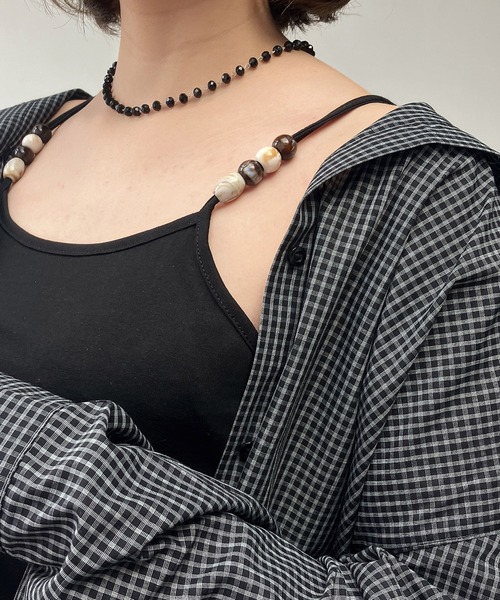 AS KNOW AS plus（アズノゥアズプラス）の「○ビーズ付き デザインキャミソール（キャミソール・レディース・モカ/グレー/ブラック/キナリ・FREE）」の18枚目の写真