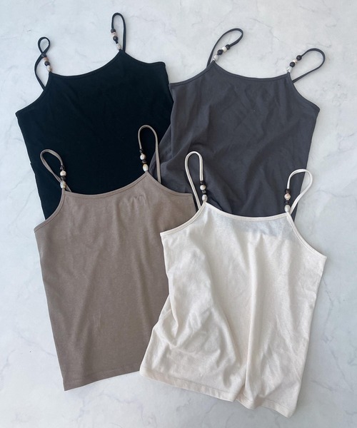 AS KNOW AS plus（アズノゥアズプラス）の「○ビーズ付き デザインキャミソール（キャミソール・レディース・モカ/グレー/ブラック/キナリ・FREE）」の19枚目の写真