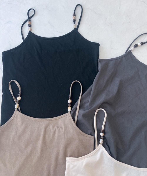 AS KNOW AS plus（アズノゥアズプラス）の「○ビーズ付き デザインキャミソール（キャミソール・レディース・モカ/グレー/ブラック/キナリ・FREE）」の21枚目の写真