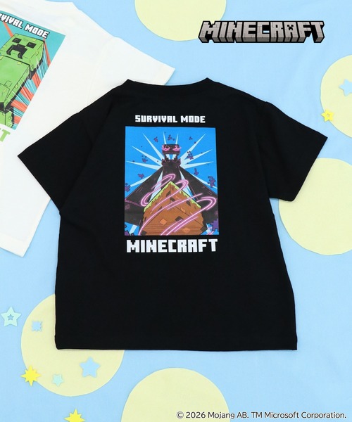 RUGGEDWORKS(ラゲッドワークス)の「《マインクラフト》やわらかストレッチ キッズ バックプリント 半袖 Tシャツ(Tシャツ/カットソー・キッズ・ブラック/オフホワイト・130/120/140)」の2枚目の写真