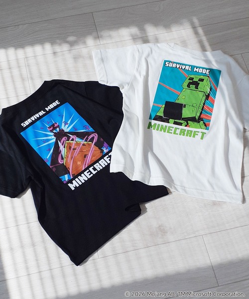RUGGEDWORKS(ラゲッドワークス)の「《マインクラフト》やわらかストレッチ キッズ バックプリント 半袖 Tシャツ(Tシャツ/カットソー・キッズ・ブラック/オフホワイト・130/120/140)」の7枚目の写真