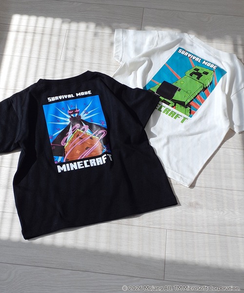 RUGGEDWORKS(ラゲッドワークス)の「《マインクラフト》やわらかストレッチ キッズ バックプリント 半袖 Tシャツ(Tシャツ/カットソー・キッズ・ブラック/オフホワイト・130/120/140)」の8枚目の写真