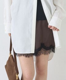 Rouge vif | 【セットアップ対応】レースサテンショートパンツ(その他パンツ)
