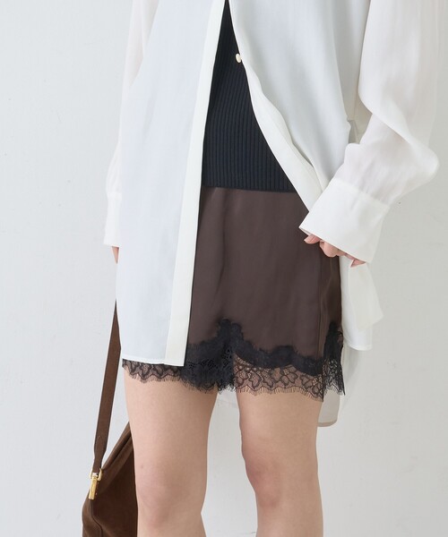 Rouge vif（ルージュヴィフ）の「【セットアップ対応】レースサテンショートパンツ（その他パンツ・レディース・ブラック/ブラウン・フリー）」の9枚目の写真