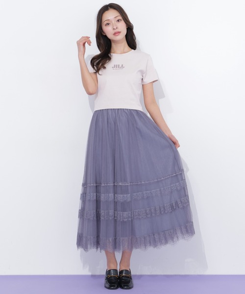 JILL by JILL STUART(ジルバイジルスチュアート)の「ヘムレースプリーツチュールスカート(スカート・レディース・ホワイト/ブルー/グレー・FREE)」の3枚目の写真