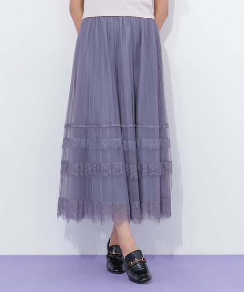 JILL by JILL STUART(ジルバイジルスチュアート)の「ヘムレースプリーツチュールスカート(スカート・レディース・ホワイト/ブルー/グレー・FREE)」の20枚目の写真