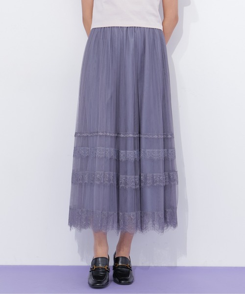 JILL by JILL STUART(ジルバイジルスチュアート)の「ヘムレースプリーツチュールスカート(スカート・レディース・ホワイト/ブルー/グレー・FREE)」の21枚目の写真