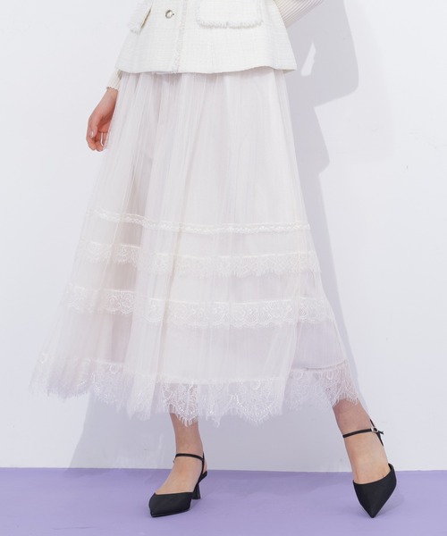 JILL by JILL STUART(ジルバイジルスチュアート)の「ヘムレースプリーツチュールスカート(スカート・レディース・ホワイト/ブルー/グレー・FREE)」の22枚目の写真