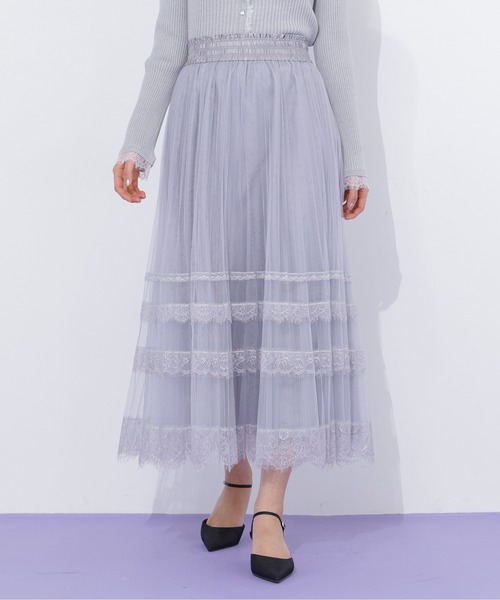 JILL by JILL STUART(ジルバイジルスチュアート)の「ヘムレースプリーツチュールスカート(スカート・レディース・ホワイト/ブルー/グレー・FREE)」の19枚目の写真