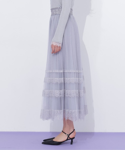 JILL by JILL STUART(ジルバイジルスチュアート)の「ヘムレースプリーツチュールスカート(スカート・レディース・ホワイト/ブルー/グレー・FREE)」の14枚目の写真