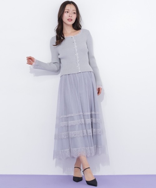 JILL by JILL STUART(ジルバイジルスチュアート)の「ヘムレースプリーツチュールスカート(スカート・レディース・ホワイト/ブルー/グレー・FREE)」の4枚目の写真