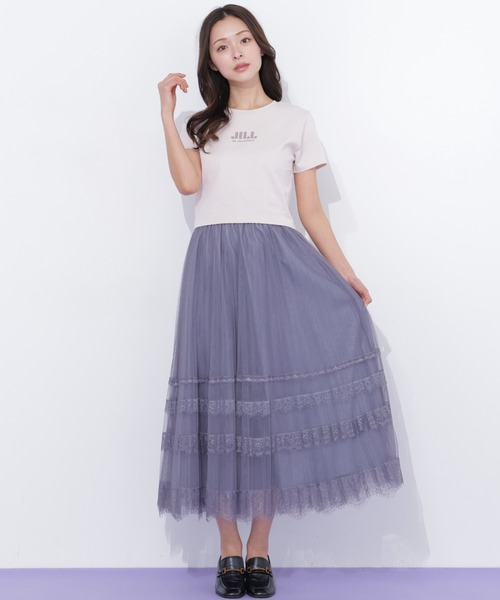 JILL by JILL STUART(ジルバイジルスチュアート)の「ヘムレースプリーツチュールスカート(スカート・レディース・ホワイト/ブルー/グレー・FREE)」の5枚目の写真