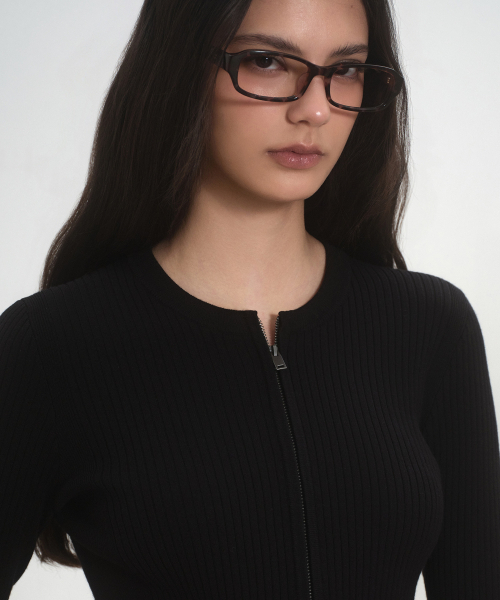 MUSINSA STANDARD WOMAN（ムシンサスタンダードウーマン）の「ウィメンズリブスリムラウンドネックニットジップアップ[ブラック]（ニット/セーター・レディース・その他・X-SMALL/SMALL/MEDIUM/LARGE）」の4枚目の写真