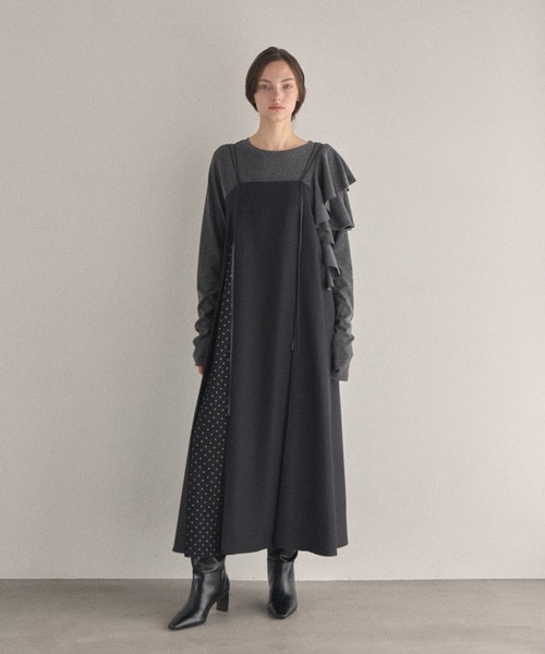 MIELI INVARIANT（ミエリインヴァリアント）の「Pin Dot Line Dress（ワンピース・レディース・ブラック系その他2/ブラック系その他・FREE）」の2枚目の写真