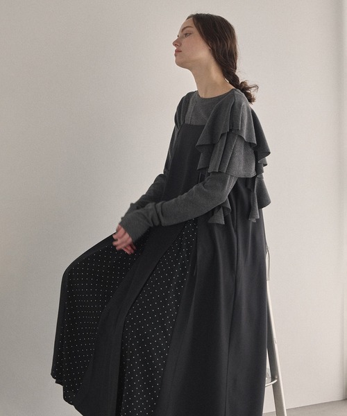 MIELI INVARIANT（ミエリインヴァリアント）の「Pin Dot Line Dress（ワンピース・レディース・ブラック系その他2/ブラック系その他・FREE）」の8枚目の写真