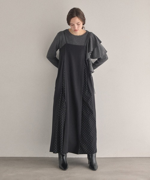 MIELI INVARIANT（ミエリインヴァリアント）の「Pin Dot Line Dress（ワンピース・レディース・ブラック系その他2/ブラック系その他・FREE）」の3枚目の写真