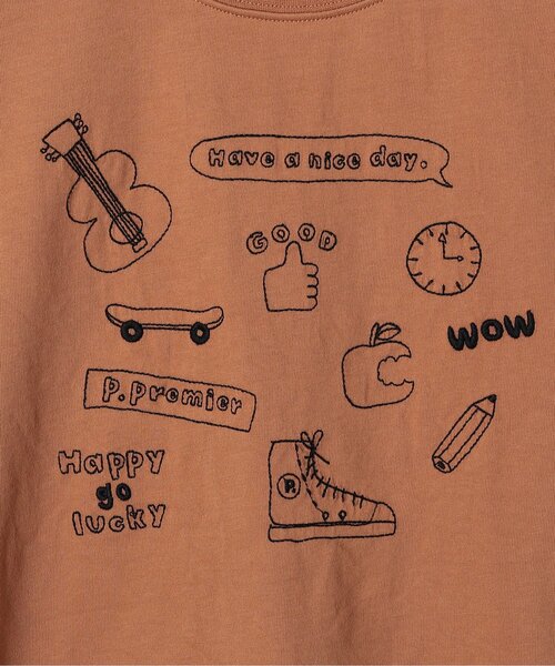 p.premier(ピードットプルミエ)の「モチーフ刺繍 半袖Tシャツ(Tシャツ/カットソー・キッズ・オフホワイト/アイボリー/キャメル/レッド・80/90/100/110/120/130/140)」の17枚目の写真
