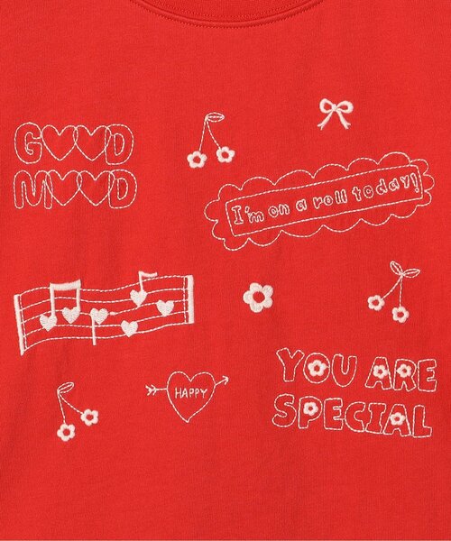 p.premier（ピードットプルミエ）の「モチーフ刺繍Tシャツ（Tシャツ/カットソー・キッズ・オフホワイト/アイボリー/キャメル/レッド・80/90/100/110/120/130/140）」の6枚目の写真