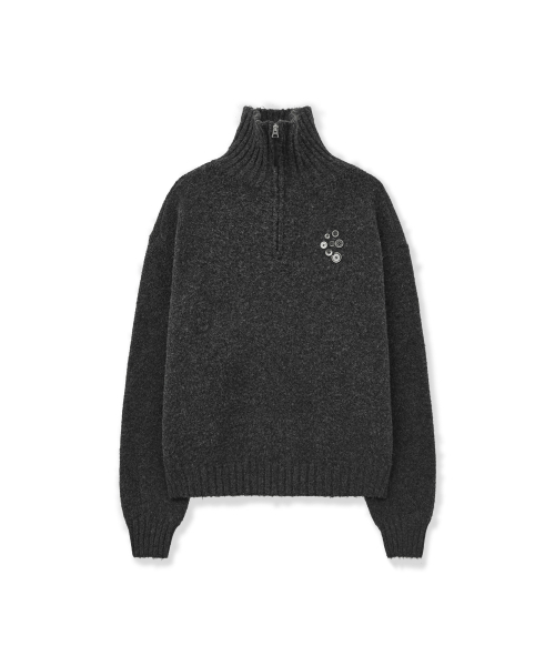 PORTERNA（ポルテナ）の「BUTTON HALF PULL-OVER SWEATER-CHARCOAL（ニット/セーター・レディース・その他・OS）」の11枚目の写真