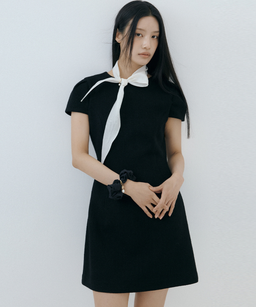 LUCIR ZU（ルシールズ）の「Custom Scarf Tweed Mini Dress Set (black)（ワンピース・レディース・その他・SMALL/MEDIUM）」の2枚目の写真