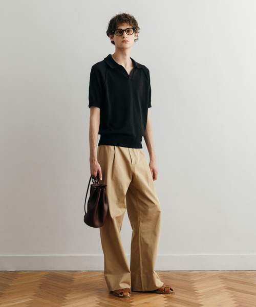 LURAKU】One tuck semi flare chino slacks / 1タックセミフレアチノ