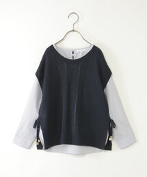 ikka KIDS�i�C�b�J�L�b�Y�j�́u�y�e�q�R�[�f�z�T�C�h���{���j�b�g�x�X�g�Z�b�g(120~160cm)�i�j�b�g/�Z�[�^�[�j�v