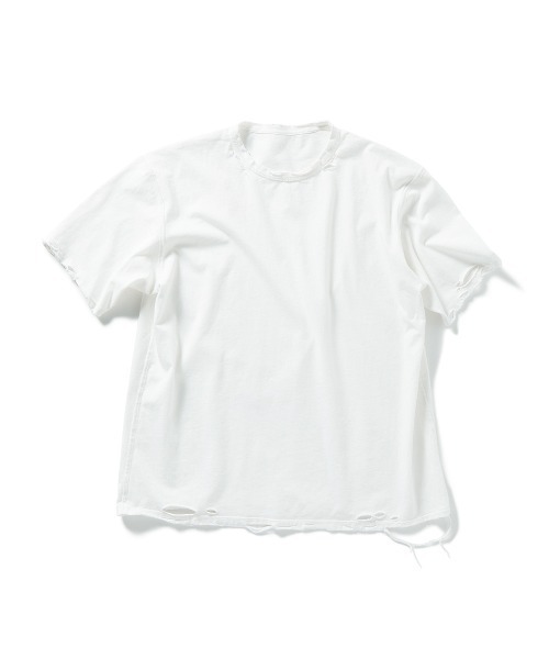 PERVERZE（パーバーズ）の「DISTRESS Regular T-Shirt（Tシャツ/カットソー・レディース・ホワイト/ブラック/カーキ/グレー・FREE）」の2枚目の写真