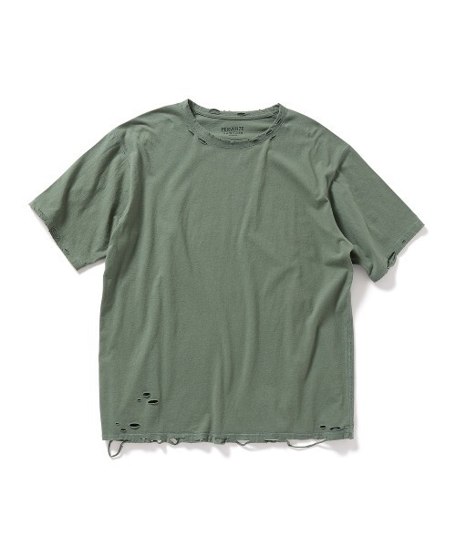 PERVERZE（パーバーズ）の「DISTRESS Regular T-Shirt（Tシャツ/カットソー・レディース・ホワイト/ブラック/カーキ/グレー・FREE）」の4枚目の写真