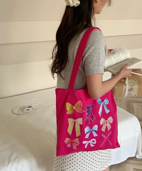 Ressaca（レサーカ）の「リボンプリントトートバッグ（トートバッグ・レディース・イエロー/ピンク/ブラック・FREE）」の3枚目の写真