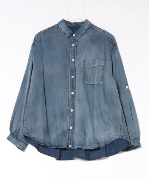 Jines(ジネス)の「デニム風加工シャツ(シャツ/ブラウス・レディース・インディゴブルー/ライトブルー・38)」の16枚目の写真