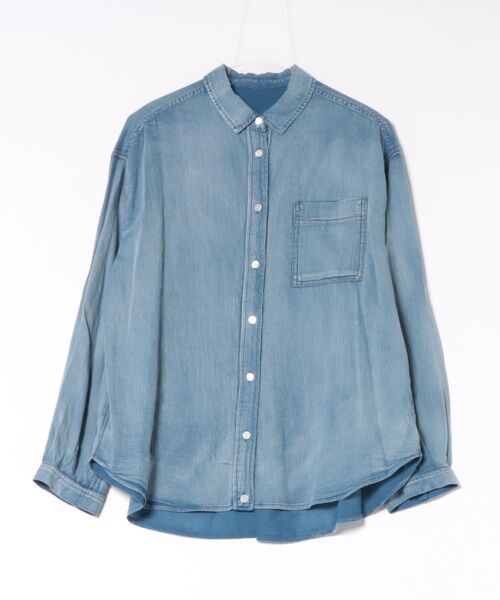 Jines(ジネス)の「デニム風加工シャツ(シャツ/ブラウス・レディース・インディゴブルー/ライトブルー・38)」の17枚目の写真