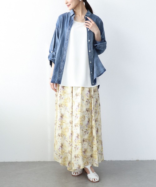 Jines(ジネス)の「デニム風加工シャツ(シャツ/ブラウス・レディース・インディゴブルー/ライトブルー・38)」の20枚目の写真