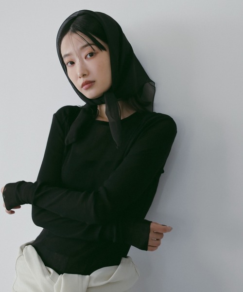 anuke（アンヌーク）の「Cotton Tulle Tops（Tシャツ/カットソー・レディース・ブラック/ブルー系その他/ホワイト・FREE）」の3枚目の写真