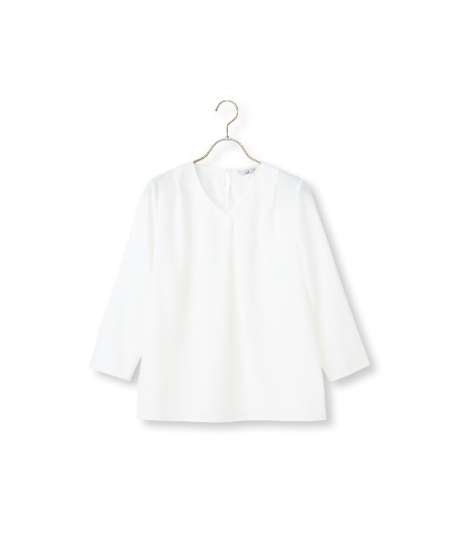 AOYAMA(アオヤマ)の「【みんなのブラウス】ゼロプレッシャーブラウス【Vネック】【7分袖】(シャツ/ブラウス・レディース・ネイビー/ホワイト・L/LL/S/M)」の11枚目の写真