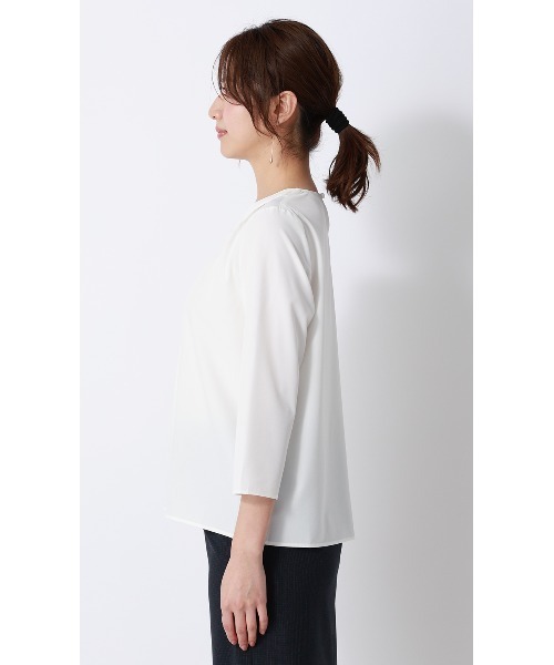 AOYAMA(アオヤマ)の「【みんなのブラウス】ゼロプレッシャーブラウス【Vネック】【7分袖】(シャツ/ブラウス・レディース・ネイビー/ホワイト・L/LL/S/M)」の5枚目の写真